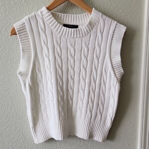 NWOT White Cable Knit Sleeveless Sweater